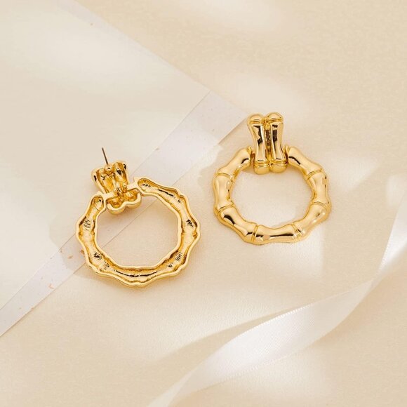 Women's Gold Big Statement Retro Hoop Dangle Earrings Multiple Styles Jewelry - Picture 7 of 7